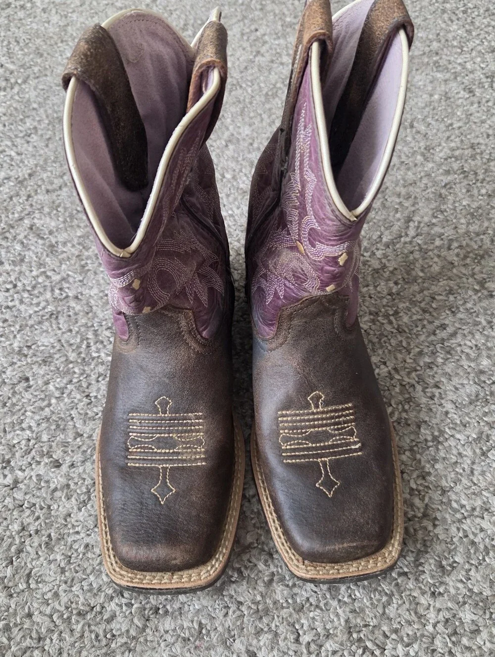 Ariat 'Tombstone' Boots Youth Kids Size 1 Square Toe Cowboy Western Plum Purple